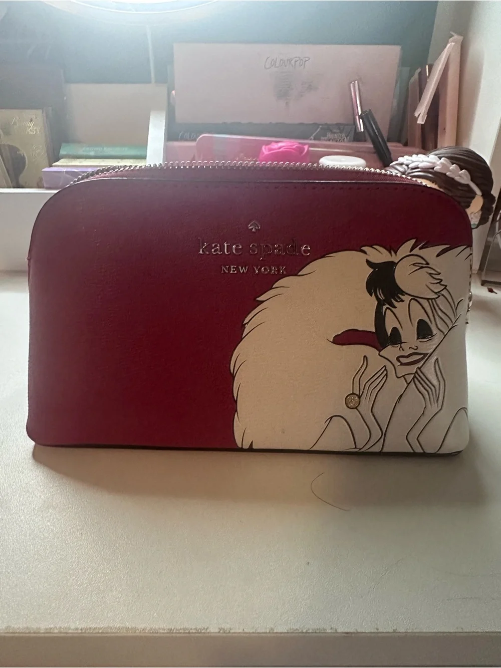 kate spade Red and Cream Cruella Cosmetic Pouch